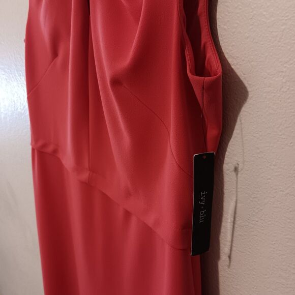 NWT Ivy + Blu Coral Pink Sheath Dress US 14 Ruched Neck Cap Sleeve Work/Cocktail - Picture 12 of 12